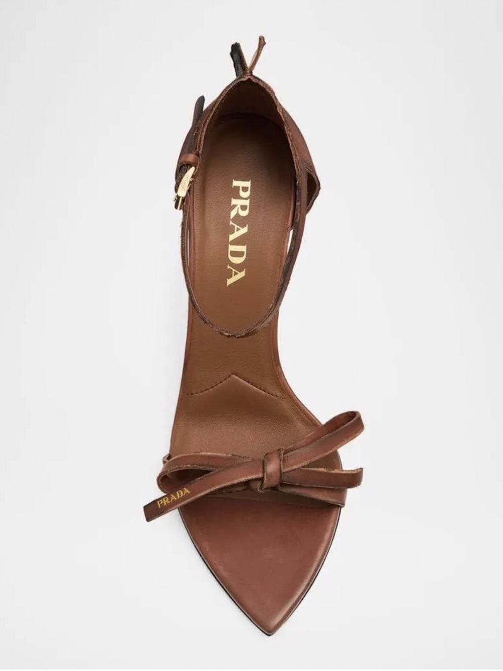 New Prada 85mm Distressed Leather Bow Sandals $1,320 37.5